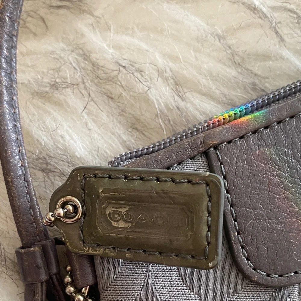 Coach Metallic Gray Wristlet